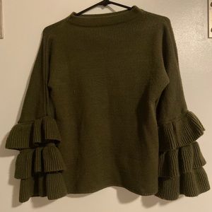 Olive green puff sleeve sweater